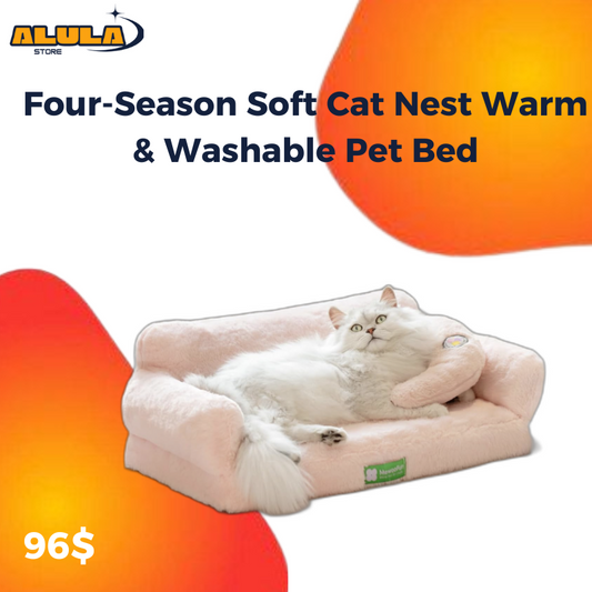Four-Season Soft Cat Nest Warm & Washable Pet Bed