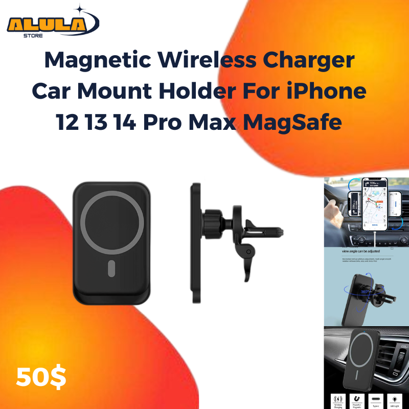 Magnetic Wireless Charger Car Mount Holder For iPhone 12 13 14 Pro Max MagSafe