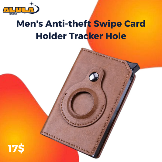 Men's Anti-theft Swipe Card Holder Tracker Hole