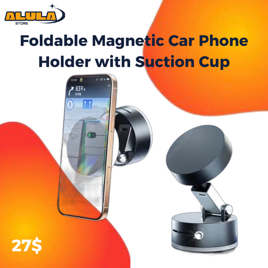 Foldable Magnetic Vacuum Car Phone Holder Foldable Suction Cup With Suction Cup Hands-Free Navigation For Smart Phone